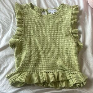 Green Knit Ruffle Top
